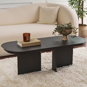 Table basse noire design - 2 pieds incurvés SFAX